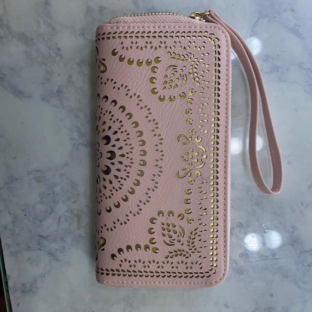Pink with gold wallet purse